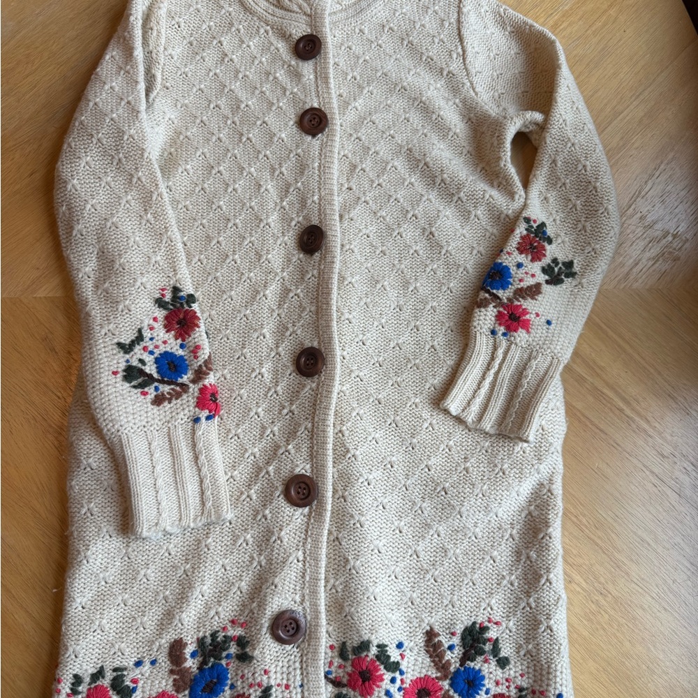Nick & Mo Beige Floral Button-Up Long Cardigan Duster